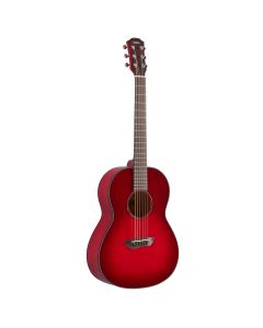 Yamaha Crimson Red Burst Parlor Guitar, Solid Sitka Spruce Top, Mahogany Back And Sides, Srt Passive Pickup TGF33
