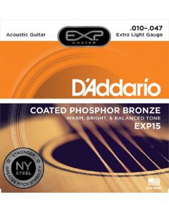 D'Addario EXP15 Coated Phosphor Bronze Extra Light Acoustic Guitar Strings