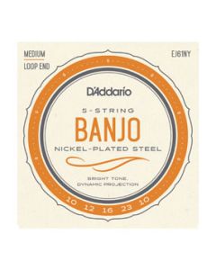 D'Addario EJ61NY 5-String Banjo Strings, NY Steel, Medium 10-23