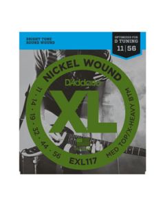 D'Addario EXL117 Nickel Wound Electric Guitar Strings, Medium Top/Extra-Heavy Bottom, 11-56