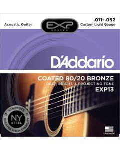 D'Addario EXP13 Coated 80/20 Bronze Acoustic Guitar Strings, Custom Light, 11-52