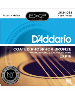 D'Addario EXP16 Coated Phosphor Bronze Acoustic Guitar Strings, Light, 12-53