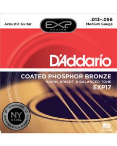 D'Addario EXP17 Coated Phosphor Acoustic Guitar Strings, Medium, 13-56
