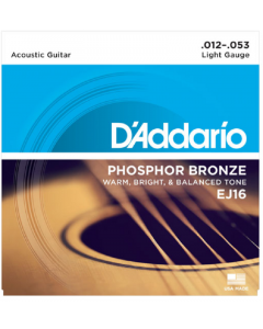 D'Addario EJ16 Phosphor Bronze Light Acoustic Guitar String Set, 12-53