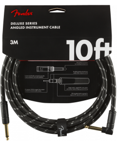 Fender Deluxe Series Straight To Angle Instrument Cable 10 Ft. Black Tweed