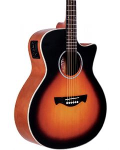 Tagima TW29EQ-DBSB Drop Sunburst Cutaway Medium Jumbo Acoustic Electric Guitar