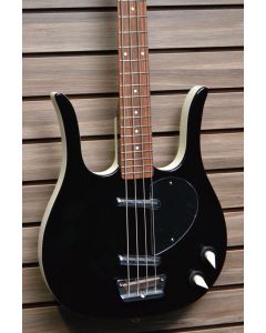 Danelectro Longhorn Bass Black, Made in Korea, 2006, with Hard Shell Case. Mint. SN5974