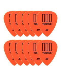 Dunlop 462P60 .60mm Tortex T3 Sharp Tip Guitar Picks, 12-Pack