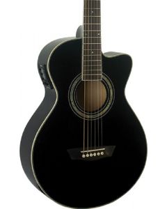 Washburn EA10 Festival Series Petite Jumbo Cutaway Acoustic Electric Guitar. Black