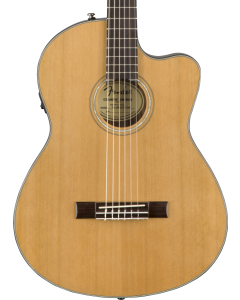 Fender CN-140SCE Nylon Thinline Acoustic Electric Guitar. Walnut FB, Natural w/Case