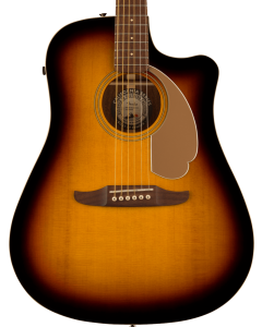 Fender Redondo Player Acoustic Guitar. Walnut Fingerboard, Gold Pickguard, Sunburst TGF33