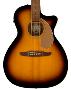 Fender Newporter Player Acoustic Guitar. Walnut Fingerboard, Gold Pickguard, Sunburst