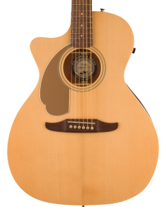 Fender Newporter Player Acoustic Guitar. Left-Handed, Walnut Fingerboard, Gold Pickguard, Natural TGF33