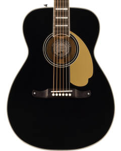 Fender Malibu Vintage Acoustic Guitar. Ovangkol Fingerboard, Gold Pickguard, Black
