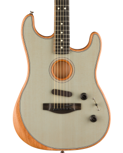 Fender American Acoustasonic Strat Acoustic Electric Guitar. Ebony Fingerboard, Transparent Sonic Blue