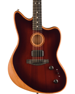 Fender American Acoustasonic Jazzmaster Acoustic Electric Guitar. All-Mahogany, Ebony Fingerboard, Bourbon Burst