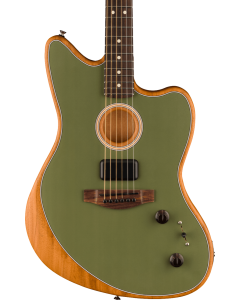 Fender Acoustasonic Player Jazzmaster Acoustic Electric Guitar. Rosewood Fingerboard, Antique Olive TGF33