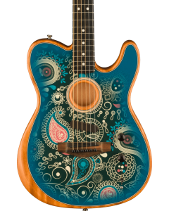 Fender American Acoustasonic Telecaster Acoustic Guitar. Ebony Fingerboard, Blue Paisley