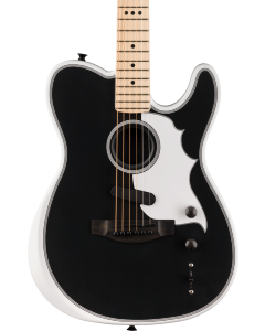 Fender Jack White Triplesonic Acoustasonic Telecaster with Case, Maple Fingerboard, White Pickguard, Satin Arctic White with Black Top