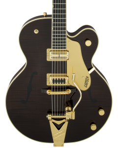 Gretsch G6122T-59 Vintage Select Edition '59 Chet Atkins Country Gentleman Hollow Body Electric Guitar with Bigsby. TV Jones, Tiger Flame Maple, Walnut Stain Lacquer