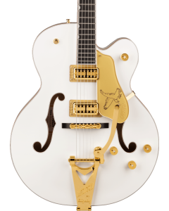 Gretsch G6136TG Players Edition Falcon Hollow Body Guitar with String-Thru Bigsby and Gold Hardware, Ebony Fingerboard, White