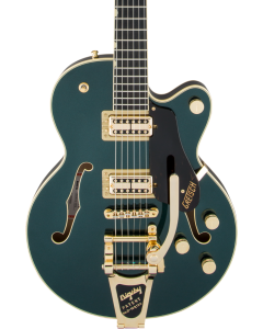 Gretsch G6659TG Players Edition Broadkaster Jr. Center Block Single-Cut Electric Guitar with String-Thru Bigsby. Gold Hardware, USA Full'Tron Pickups, Ebony FB, Cadillac Green