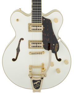 Gretsch G6609TG Players Edition Broadkaster Center Block Double-Cut Electric Guitar with String-Thru Bigsby. Gold Hardware, USA Full'Tron Pickups, Vintage White