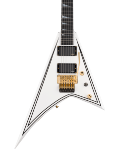 Jackson MJ Series Rhoades Electric Guitar RR24MG, Ebony Fingerboard, White with Black Pinstripes