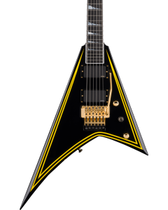 Jackson MJ Series Rhoades Electric Guitar RR24MG, Ebony Fingerboard, Black with Yellow Pinstripes