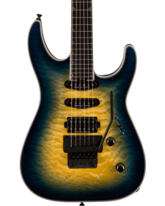 Jackson Pro Plus Series Soloist Electric Guitar SLA3Q, Ebony Fingerboard, Amber Blue Burst