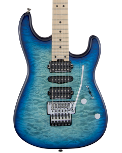 Charvel MJ San Dimas Style 1 Electric Guitar. HSH FR M QM, Maple Fingerboard, Caribbean Burst