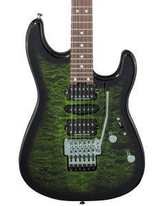 Charvel MJ San Dimas Style 1 Electric Guitar. HSH FR PF QM, Pau Ferro Fingerboard, Transparent Green Burst