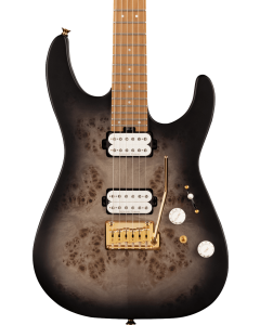Charvel Pro-Mod DK24 Electric Guitar. HH 2PT CM Poplar Burl, Caramelized Maple Fingerboard, Transparent Black Burst