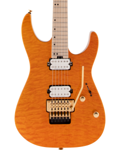 Charvel Pro-Mod DK24 HH FR Mahogany with Quilt Maple Electric Guitar. Maple FB, Dark Amber TGF33