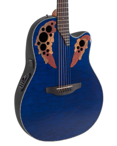 Ovation CE44P Celebrity Series Elite Plus Mid-Depth Acoustic-Electric Guitar Blue Transparent Quilt