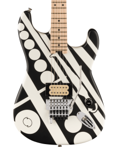 EVH EVH Striped Series Circles Electric Guitar. Maple Fingerboard, White and Black