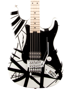 EVH Striped Series Electric Guitar. White with Black Stripes