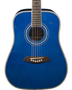 Oscar Schmidt OF2TBL Folk Acoustic Guitar. Trans Blue