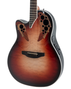 Ovation CE44LX-1R-G Celebrity Series Elite Plus Left-Handed Mid-Depth Acoustic-Electric Guitar Ruby Burst