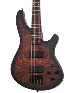 Schecter C-4 Standard Electric  Bass Guitar. Tobacco Burl