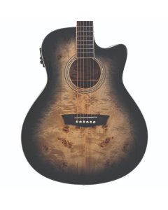 Washburn DFBACEB Deep Forest Burl Grand Auditorium Acoustic Electric Guitar. Black Fade TGF33
