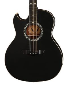 Dean EX BKS L Exhibition Left Handed Acoustic-Electric Guitar. Black Satin