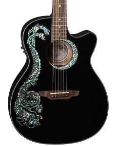 Luna Fauna Dragon Acoustic-Electric Guitar. Black