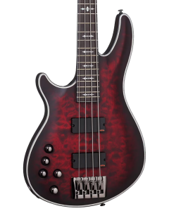 Schecter Hellraiser Extreme-4 Electric Bass. Left Handed Crimson Red Burst Satin