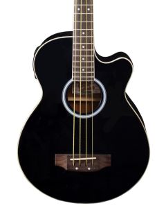 Oscar Schmidt OB100B Acoustic Electric Bass Guitar. Black