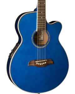 Oscar Schmidt OG8CETBL Cutaway Folk Acoustic Electric Guitar. Trans Blue
