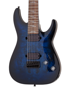 Schecter Omen Elite-7 Electric Guitar. See Thru Blue Burst
