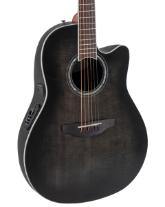 Ovation CS24P Celebrity Series Traditional Plus Mid-Depth Acoustic-Electric Guitar Transparent Blackburst Flame