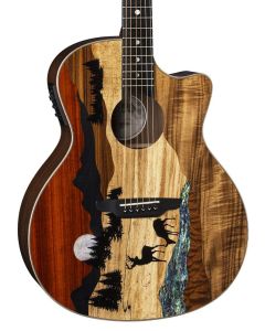 Luna Vista Deer Tropical Wood Acoustic-Electric Guitar w/Case