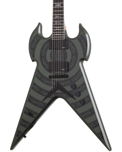 Schecter Warhammer NT Electric Guitar. Norse Dragon Bullseye metallic green